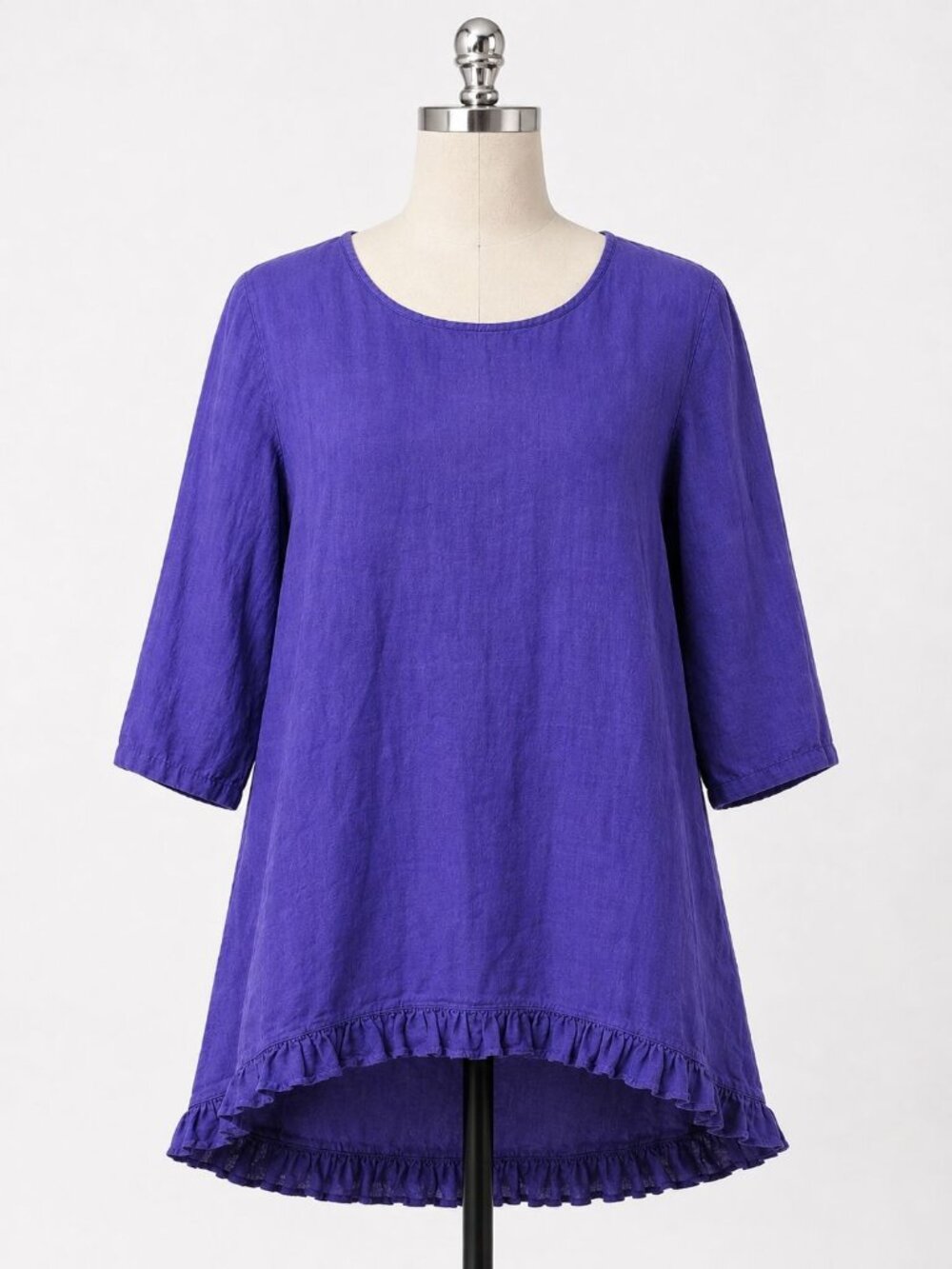 Bryn Walker 100% Linen Purple Ruffle Hem Tunic Dress Large Lagenlook - Picture 1 of 16